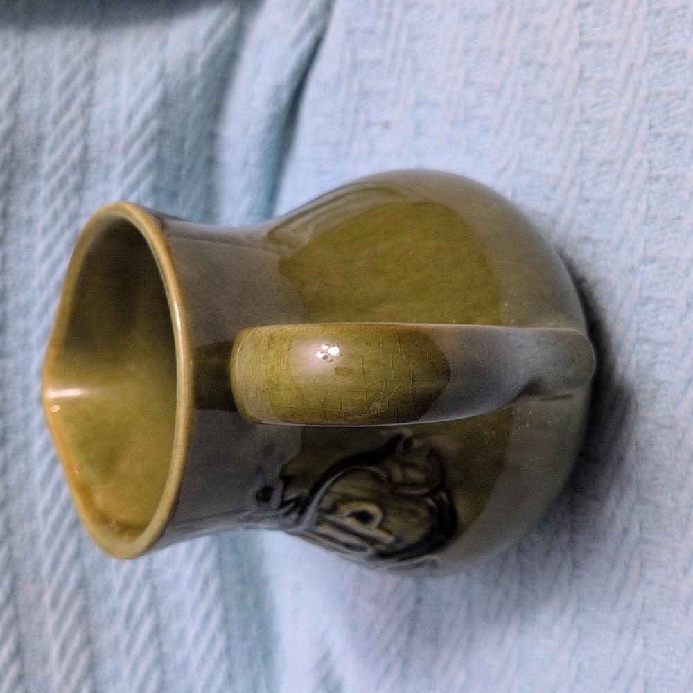 Vintage Mid-century Green Ceramic Syrup Pitcher - Picture 4 of 5